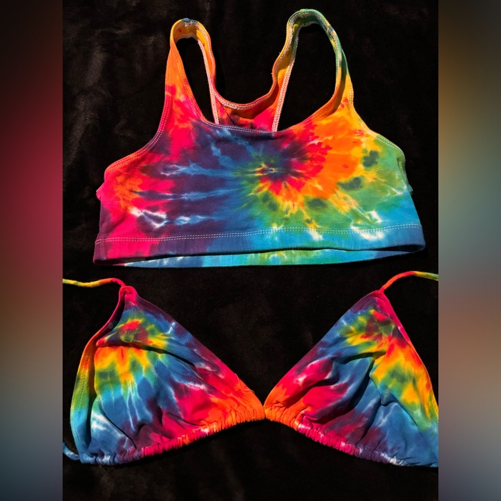 Tie dye colorful bathing suit tops